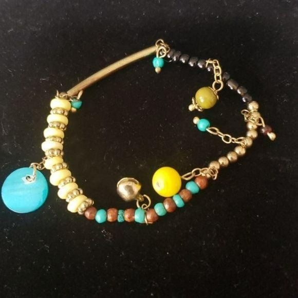 Bracelet Type Nepal Beads Stones Metal Thread - Picture 2 of 6